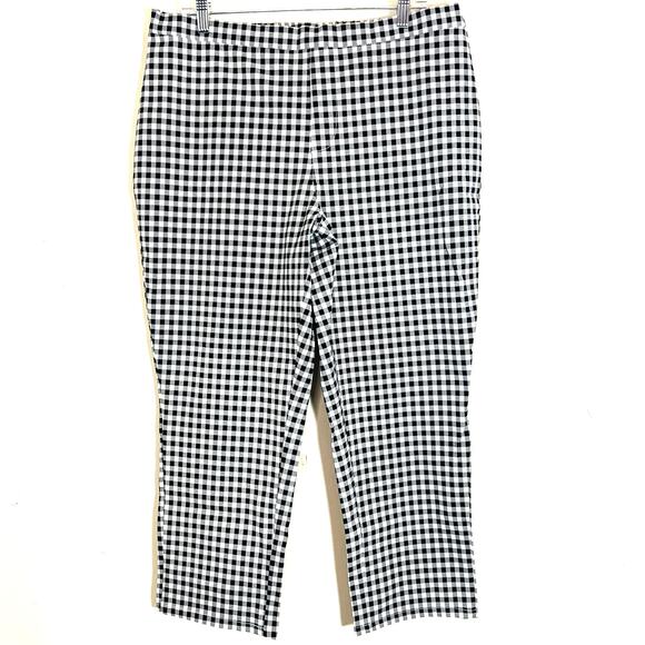 Isaac Mizrahi Live! Women's Gingham Plaid Pants Sz 18WP Black White Pull On - Picture 1 of 5